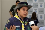 Miguel Godtsfriedt da Silva, 11, falou durante a solenidade em nome dos membros juvenis dos escoteiros do Brasil