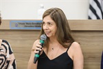 Diretora da escola, Adriana Cristina Peixe Frias, vice-diretora, Patrícia Cavazani Furlan, e coordenadoras Selma Bugno Foltran e Alessandra Grechi Lopes receberam a homenagem