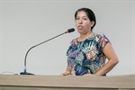 Daniela Aparecido Franco em discurso na noite desta segunda-feira (26), na 29ª Reunião Ordinária da Câmara Municipal de Piracicaba