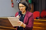 Vereadora Nancy Thame, diretora da Escola do Legislativo, mediou o ciclo de debates